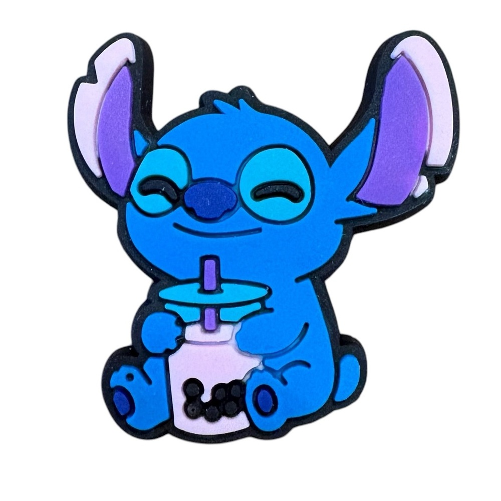 Stitch Drinking Boba Croc Charm